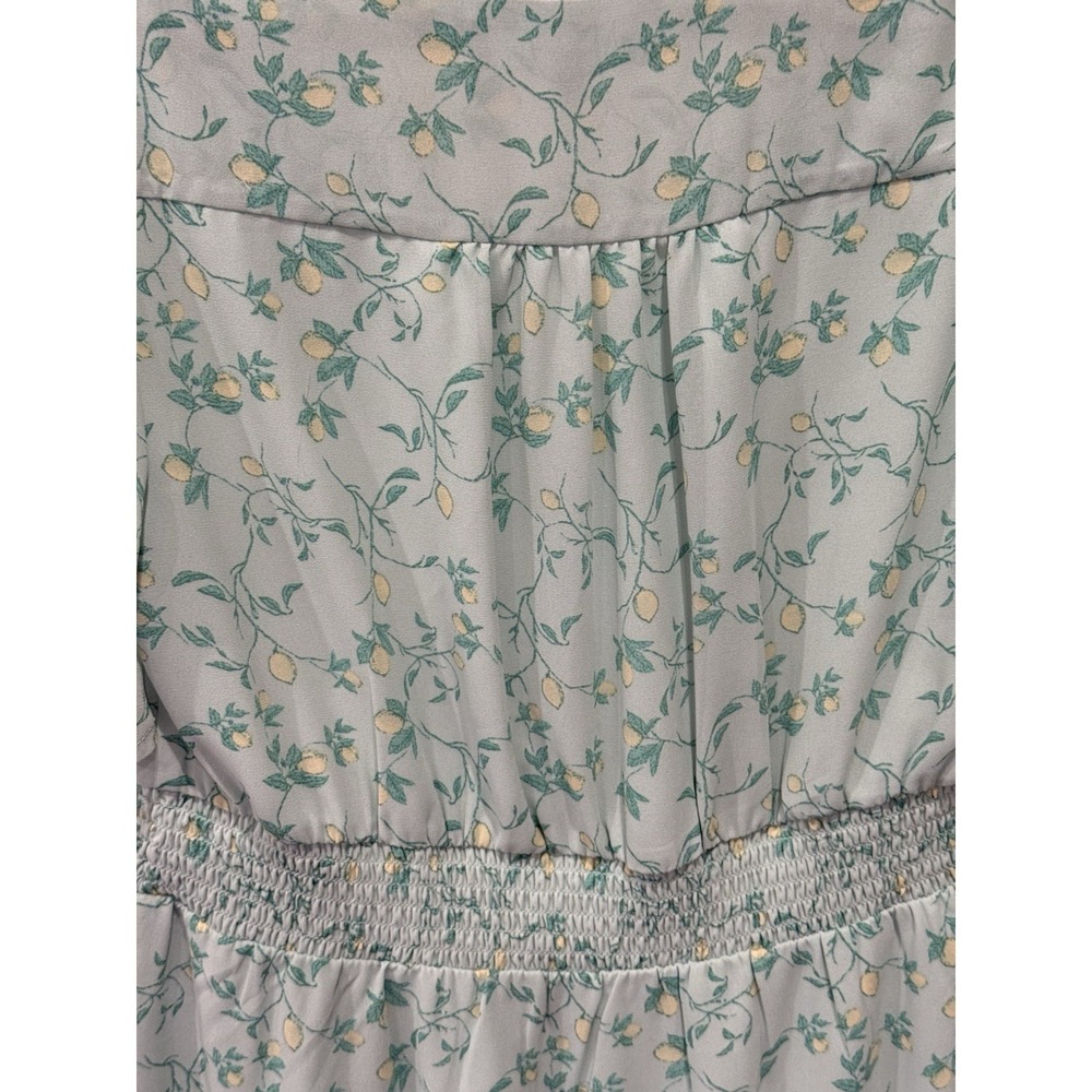 Berkley Jensen Chiffon Dress Lemon Floral Print Cottagecore Soft Girl M - Picture 5 of 7
